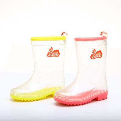 China Waterproof Transparent Rain Boots With Printing Logo Customized Brand Children Kids Size 22-35 for sale