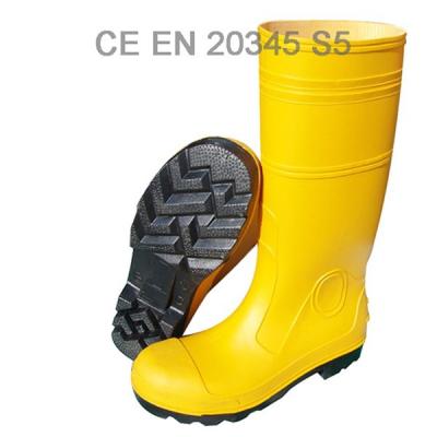 China Heavy Duty PVC Yellow Color PVC Safety Rubber Boots For Industrial Work for sale