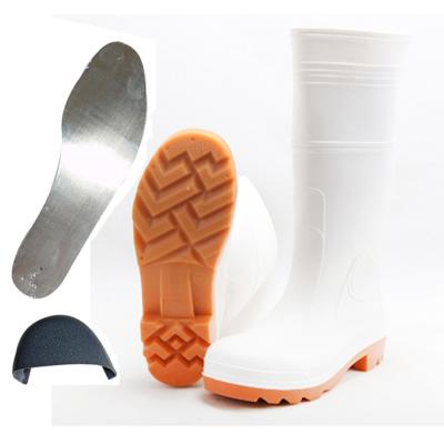 China PVC Steel White Top Rubber Single Toe Nitrile Oil Resistant Safety Work Boots for sale