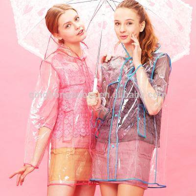 China EVA China Factory Women Raincoats, fashion transparent raincoats for ladies for sale