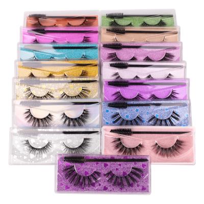 China Wholesale 3d Fiber Long Lashes Natural False Lashes Cruelty Free Lashes With Brush for sale