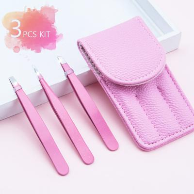 China Apply Portable Stainless Steel Eyelashes Customize Kit Logo Private Label White Pink Rose Eyelash Clip Eyelashes Tweezers for sale