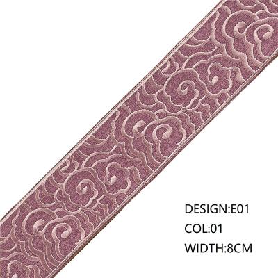 China Other Jacquard Lace Trim Vintage Style Six Ethnic Colors Embroidery Ribbon Floral Trim For Cushion for sale