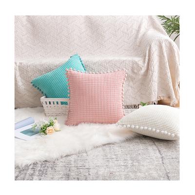 China Wholesale Solid Color Velvet Anti-pilling Decorative Pillows Case Custom Soft Velvet Cushion Cover With Tassel Ball Sofa Pillow Cover 45*45cm for sale