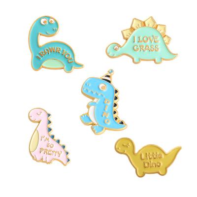 China Cute Anime 3D Safety Dinosaur Decorative Cheap Brooches And Pins From Europe for sale