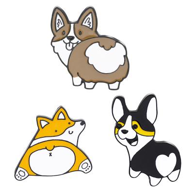 China Europe ready to ship Cute Cheap Cat Enamel Lapel Buckle Pin Corgi Dog Badge for sale