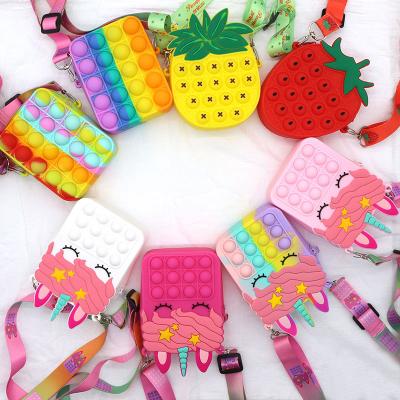 China Factory Wholesale Silicone Bubble Snap Bag Purse Toy Handbag Shoulder Bag Purse Case Shaker Noise Bags Waterproof Factory for sale