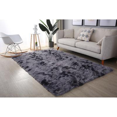 China Washable Custom Color Mix Rectangle Logo Print Home Living Room Heavy Anti Slip Fluffy Carpets Polyester for sale