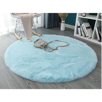 China 2021 New Design Washable Rabbit Fur Rug Round Carpet Custom Made Dark Plain Fluffy And Shaggy And Slik Color Fur for sale