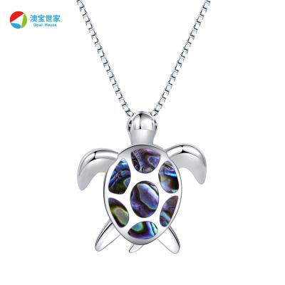 China Cute Ocean Jewelry Abalone Shell Turtle Charm Necklace Brass Pendant for sale