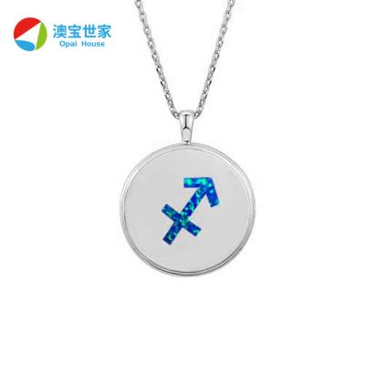 China Wholesale Copper Synthetic Opal Jewelry Opal Pendant Necklace For Birth Sale Fashion Jewelry Opal Necklace 12 Cute Hot Zodiac Sign for sale