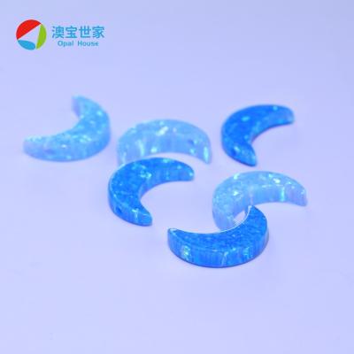 China Fire New Arrival Women's Jewelry 8x12mm Half Moon Opal Bead Moon Shape Synthetic Moon Charm Blue Color Play or Pendant for sale