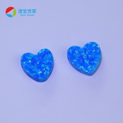 China Blue heart opal necklace lab created high quality opal stone size 10*10mm price play or fire color pendant for jewelry for sale