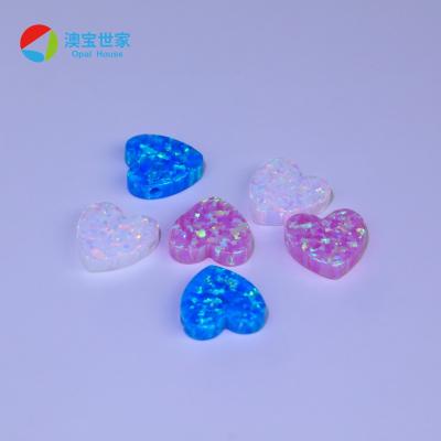 China Color Set Or Stone Fire Opals Heart Shape Synthetic Opal Necklace Pendant Jewelry for sale