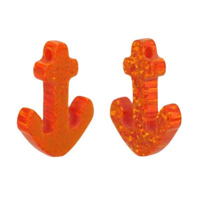 China Color Play Or Fire High Quality Synthetic Fire Opal Anchor Charm Pendant For Necklace Decorations for sale