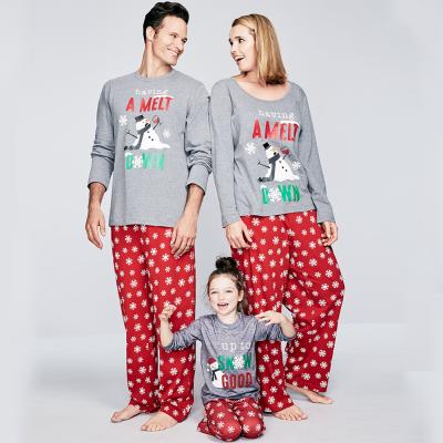 China Breathable JR Ready To Ship Baby Red Romper Set Snowman Print Pants Christmas Matching Pajamas For Family for sale