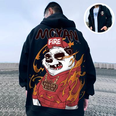 China JR Breathable Winter Plus Size M-8XL Men's Hoodies And Sweatshirts Fleece Hooded Panda Printed Coat Jacket for sale