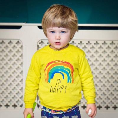 China JR QUICK DRY High Quality Print Breathable Yellow Fashion Rainbow Sweatshirt Oversized Sweatshirt For Boys for sale