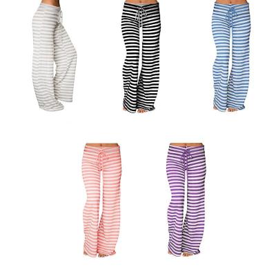 China Breathable JR In Running Fashion Wide Leg Belted Comfortable Striped Pants Yoga Pants Plus High Waisted Pants for sale