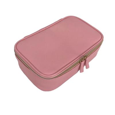 China Eco Toiletry Bag Pink PU Travel Makeup Bag Cosmetic Custom Logo Makeup Case Bag For Ladies for sale