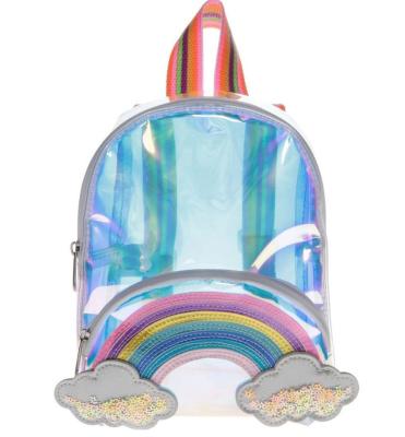 China Fashionable cute clear rainbow transparent beach bag children waterproof backpack PVC kids backpack for sale