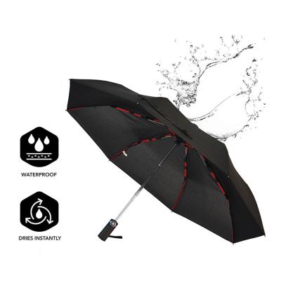 China Minimalist Auto Open End Compact Red Fiberglass Customize Rain Three Times Umbrella 3FAO03 for sale