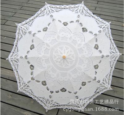 China Parasol antique and new model Valentine Gift Umbrella of wedding battenburg lace parasol and fan set wholesale wedding lace parasol for sale