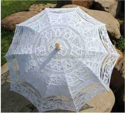 China 190T nylon fabric lace material and craft lace umbrellas, umbrellas type craft lace umbrellas antique battenburg lace wedding parasol and fan set for sale