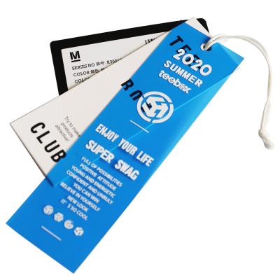 China Custom Eco-friendly Plastic Recyled Logo Brand Clothing Tags PVC Swing Hang Tag for sale