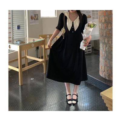 China New anti-static summer college fashion knee style contrast collar dress for sale