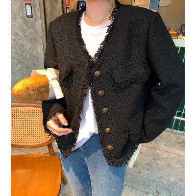 China Wholesale Celebrity Wholesale High Quality Short Women's Retro Anti-wrinkle Temperament Fur Edge Thin Coat Coated With Pocket for sale