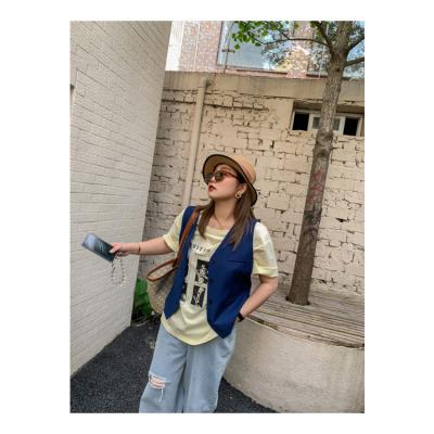 China Fried Street Fashionable Loose Solid Color Breathable New And Cute Summer Cool Vest for sale