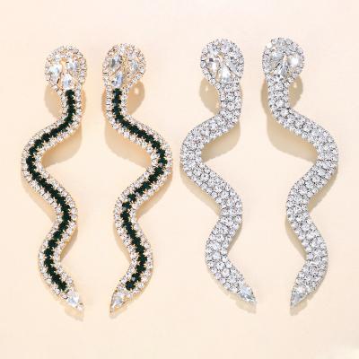 China American Creative High Quality Women's Fashion Dinner Water Drop Shining Snake Earrings Trendy Alloy Diamond Rhinestone Earrings 2022 for sale