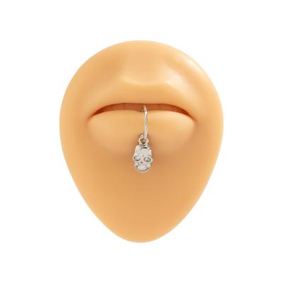 China European and American three-dimensional gold-plated ring 18K gold-plated three-dimensional skull lip niche hip-hop lip pendant punk pendant stud for sale