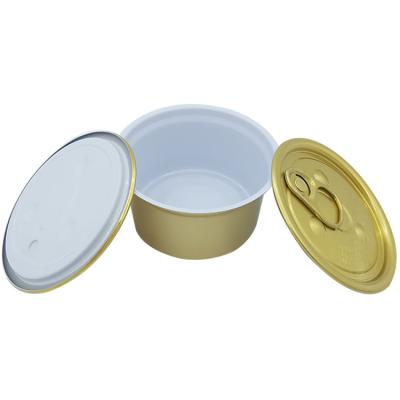 China Canned Food Metal Aluminum Tin With Easy Open Lid Aluminum Tin With Easy Open End Aluminum Pot Maker for sale