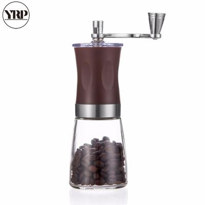 China YRP Durable Portable Hand Crank Spice/Pepper/Coffee Bean Grinder Nuts With Stainless Steel ABS Washable Coffee Burr Glass for sale