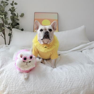 China Viable Pet Clothes Warm Thickened Knitted Leather Rich Fur High Neck Sweater Cat Medium And Small Dog Winter Clothes for sale