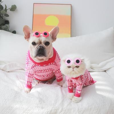 China Wholesale Fashionable Fashionable Stripe Design Fashion Brand Sweater New Lovely Pet Dog Clothes Thickened Warm Clothing for sale