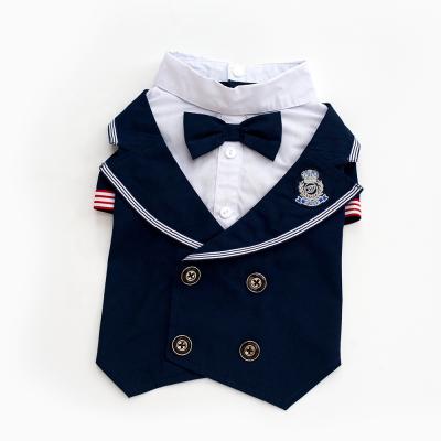 China Viable Sold Exclusively To Dogs Clothes Beautiful Navy Tuxedo Pet Clothes Soft Beauty Clothes For Pet for sale