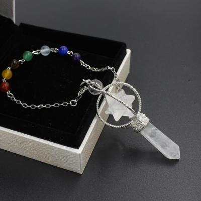 China Europe 7 Chakra Stones Crystal Crafts Merkaba Point Hexagonal Octagonal Star Necklace Pendant Quartz Crystal for sale