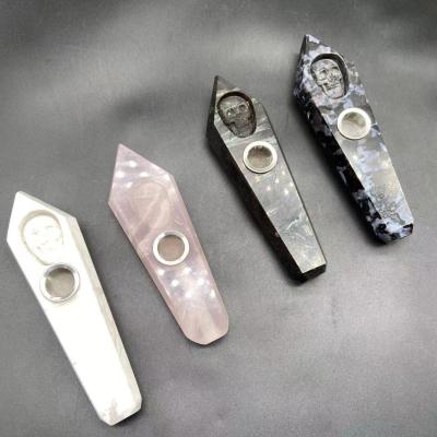 China Europe Crystal Pipes Natural Stone Pipes Healing Stones Craft Unique Gemstones Gifts Souvenir for sale