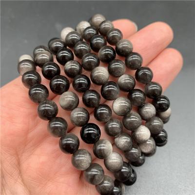 China CLASSIC Resizable Crystal Therapy Natural Crystal Therapy Silver Foil Obsidian Bracelets Gemstone Gemstone Gifts for sale