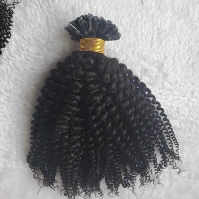 China Prebonded 14 Inch Keratin1 Kinky Curly Curl Remy U Tip Curly Unprocessed Indian Human Hair Extensions Kinky Curly Strand 50g for sale