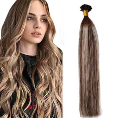 China Real Hair 18 Inch Ombre Highlight Piano Brown Straight Hair Women 50g Ash Blonde Balayage Platinum Blonde U Tip Hair Extensions for sale