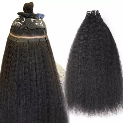 China Wholesale 100% Virgin Brazilian Straight Curly Hair 12-30inch Natural Black Cuticle Aligned Afro Curly Straight Tape In Hair Extensions for sale