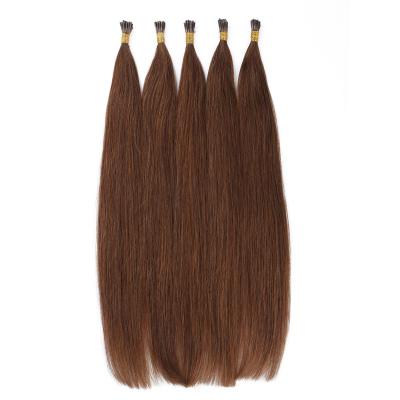 China Big Promotion Sale Instock Straight Cuticle Aligned Tip I Tip Hair Color Brown Straight Hair Luxury Quality I Tip Hair Extensions for sale