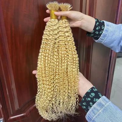 China Curly Micro Loop Beads Double Drawn Unprocessed Unprocessed Raw Virgin Hair Invisible Seamless Kinky Curly Blonde Nano Micro Ring Hair Extension for sale