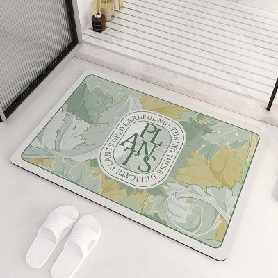 China Wholesale Stocked Bathroom Water Absorbent Cover Set Non-slip Diatomite Quick Dry Absorbent Soft Bath Mat for sale