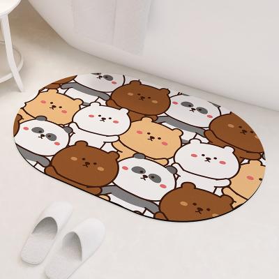 China Multiple Stocked Colors Anti Slip Diatomite Earth Bath Mat Quick Dry Water-absorbing Soft Mat For Bathroom for sale