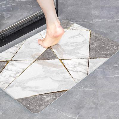 China Sustainable Pattern Quick Dry Marble Diatomite Stone Bath Mat For Bathroom for sale